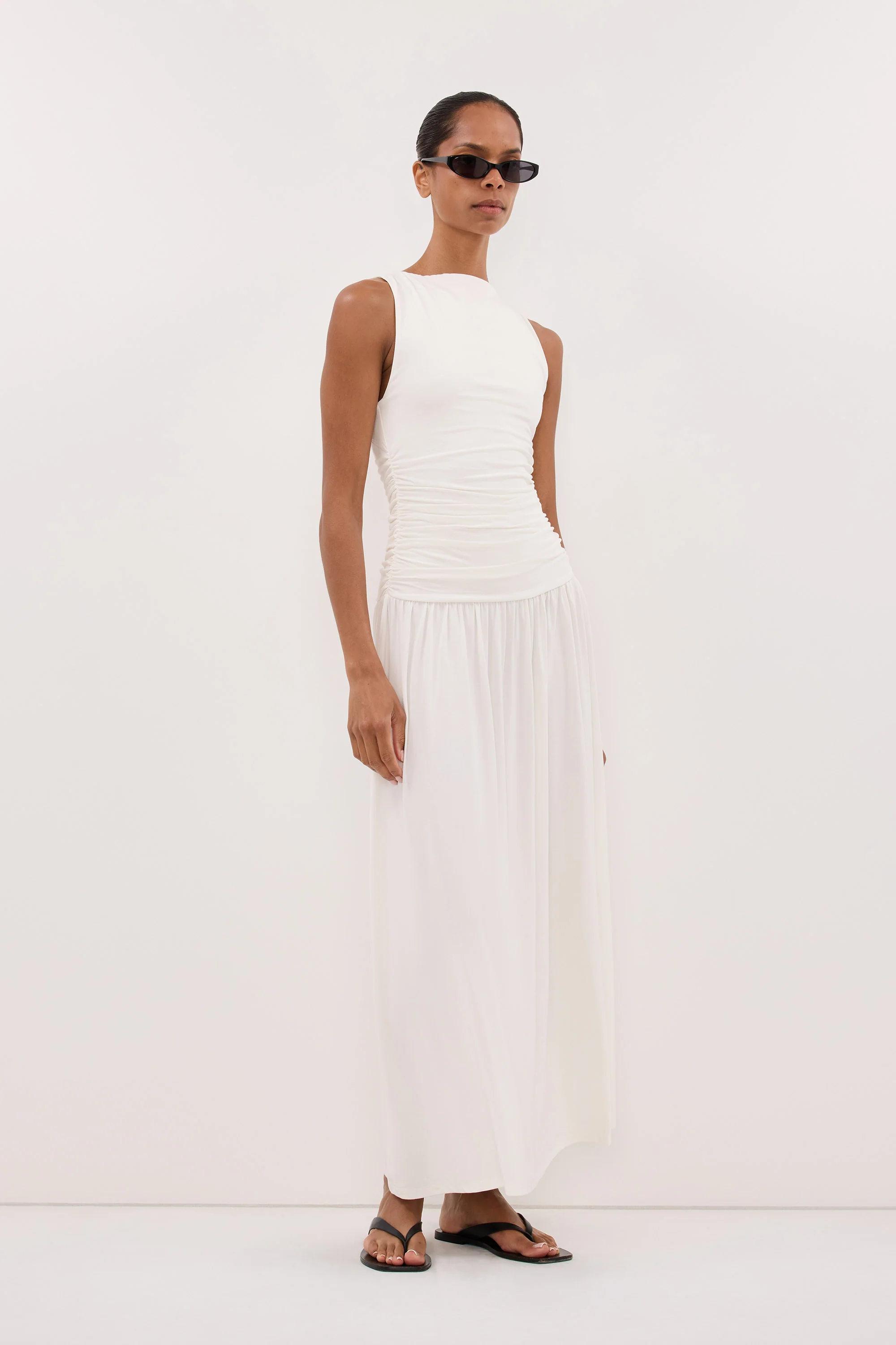 MEG OFF WHITE SLEEVELESS KNIT MIDI DRESS - Image 4