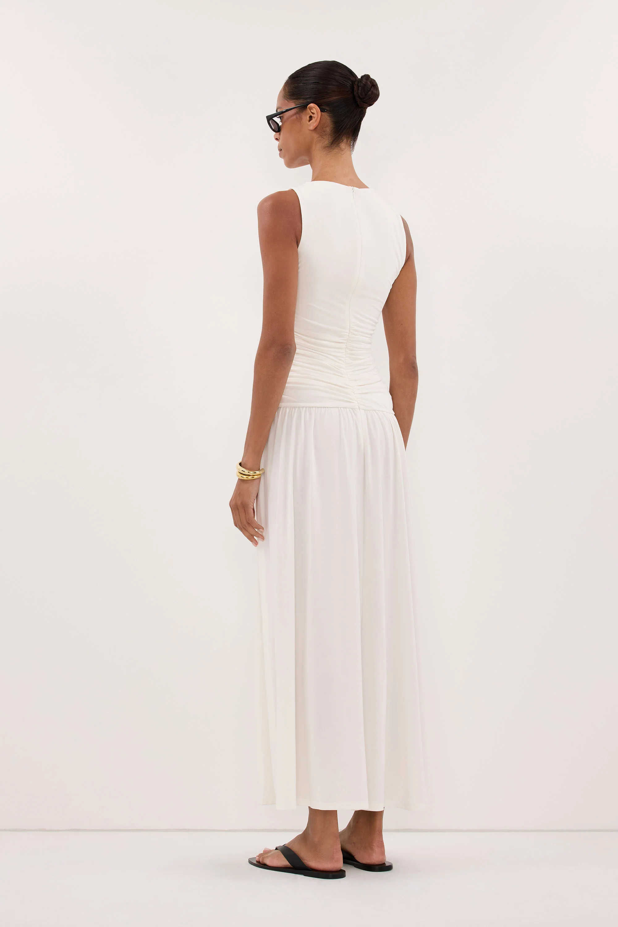 MEG OFF WHITE SLEEVELESS KNIT MIDI DRESS - Image 5