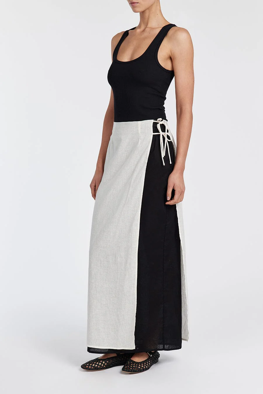 MEGAN CREAM/BLACK WRAP SKIRT - Image 2