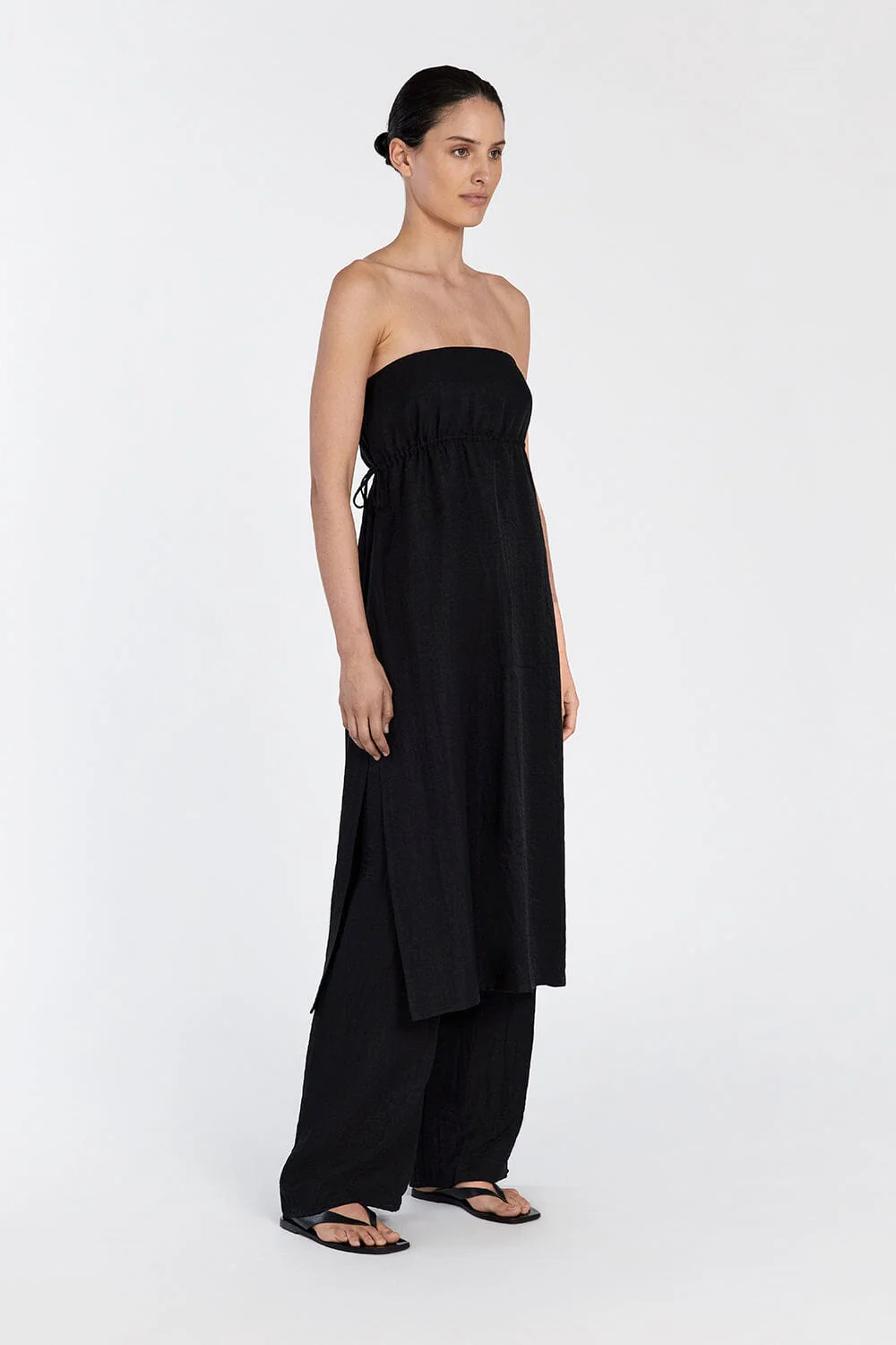 MEI BLACK LINEN BLEND TUNIC TOP - Image 3