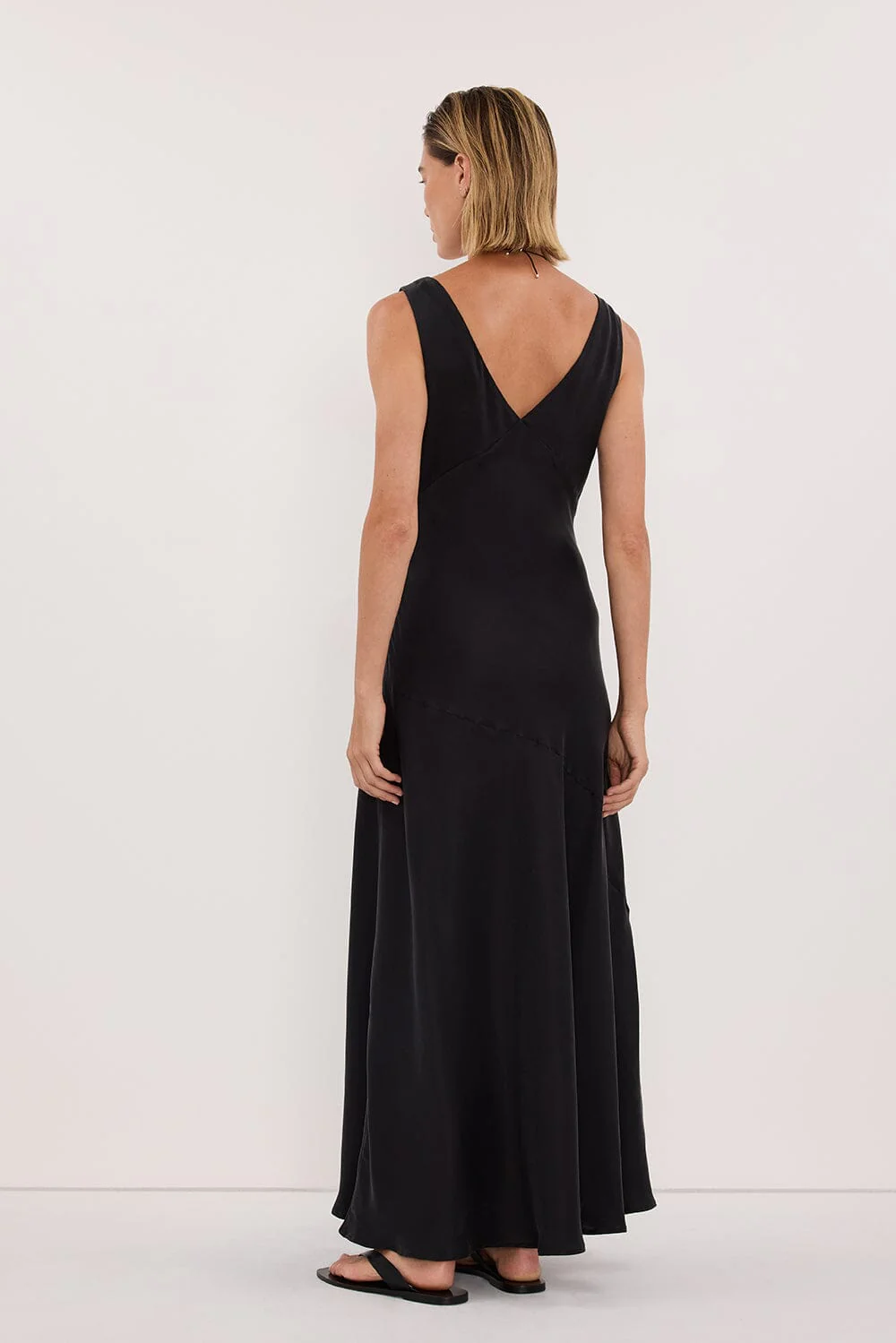 MILA BLACK SILK MIDI DRESS - Image 4