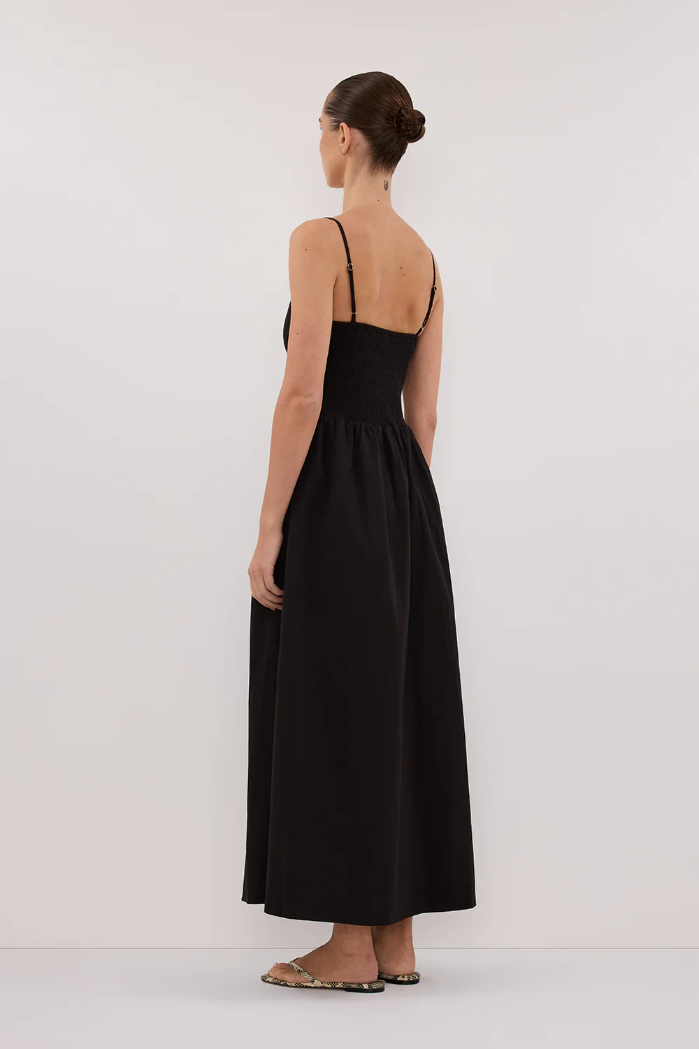 MILANO BLACK COTTON MIDI DRESS - Image 5