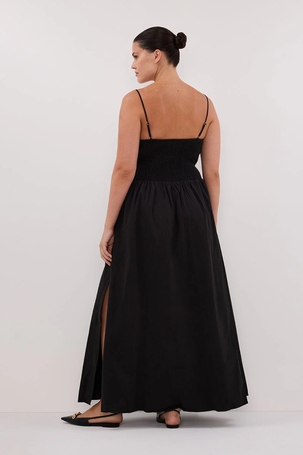 MILANO BLACK COTTON MIDI DRESS - Image 9