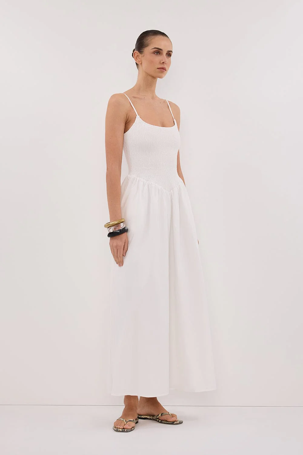 MILANO WHITE COTTON MIDI DRESS - Image 3