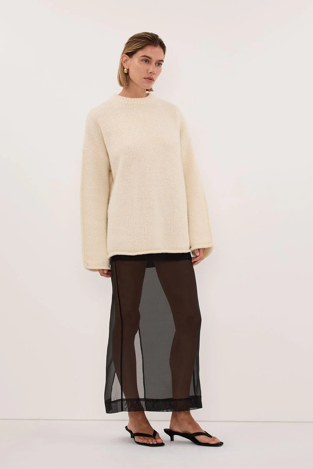 MILLY CREAM CREW NECK KNIT JUMPER - Image 4