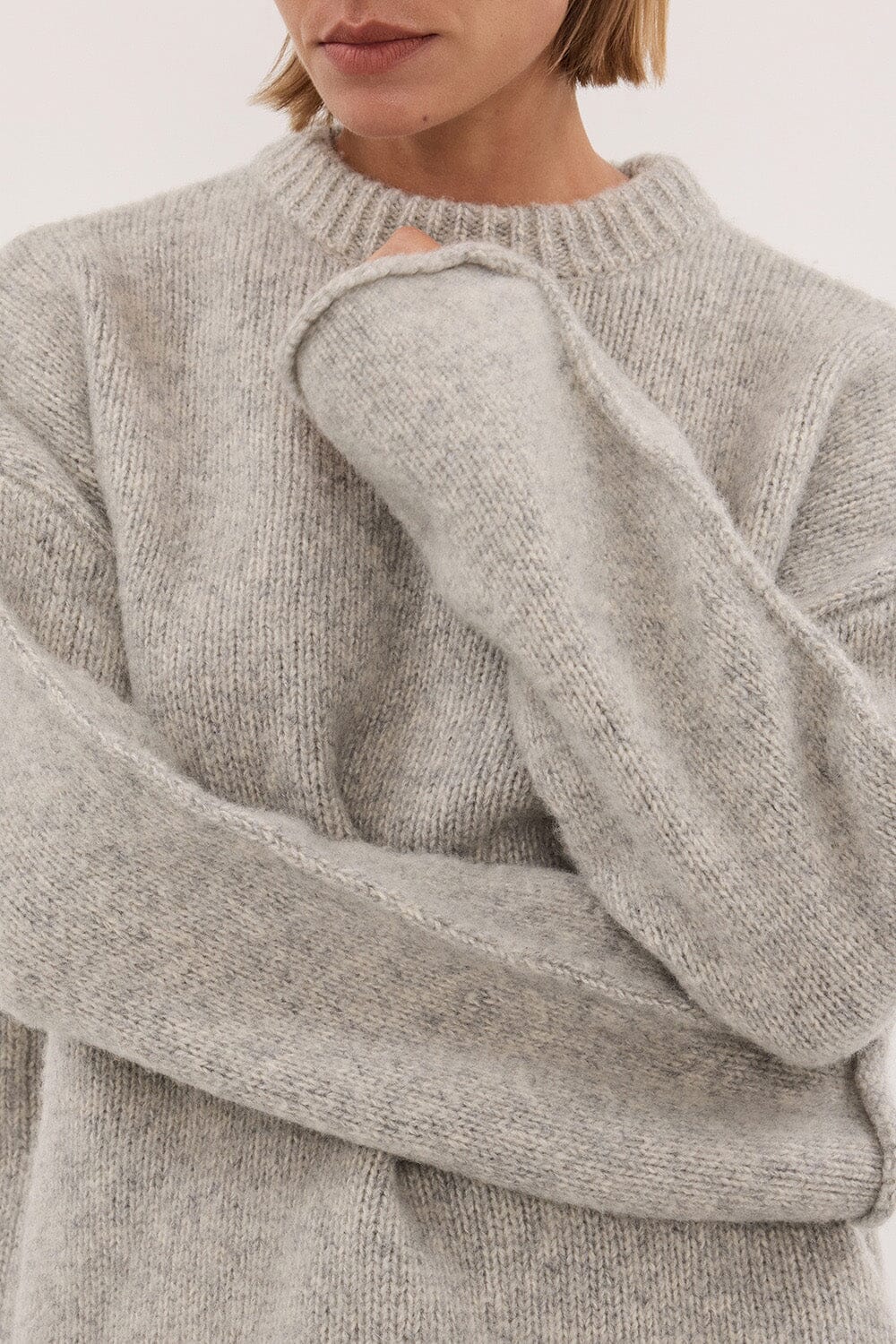 MILLY SILVER CREW NECK KNIT JUMPER - Image 5