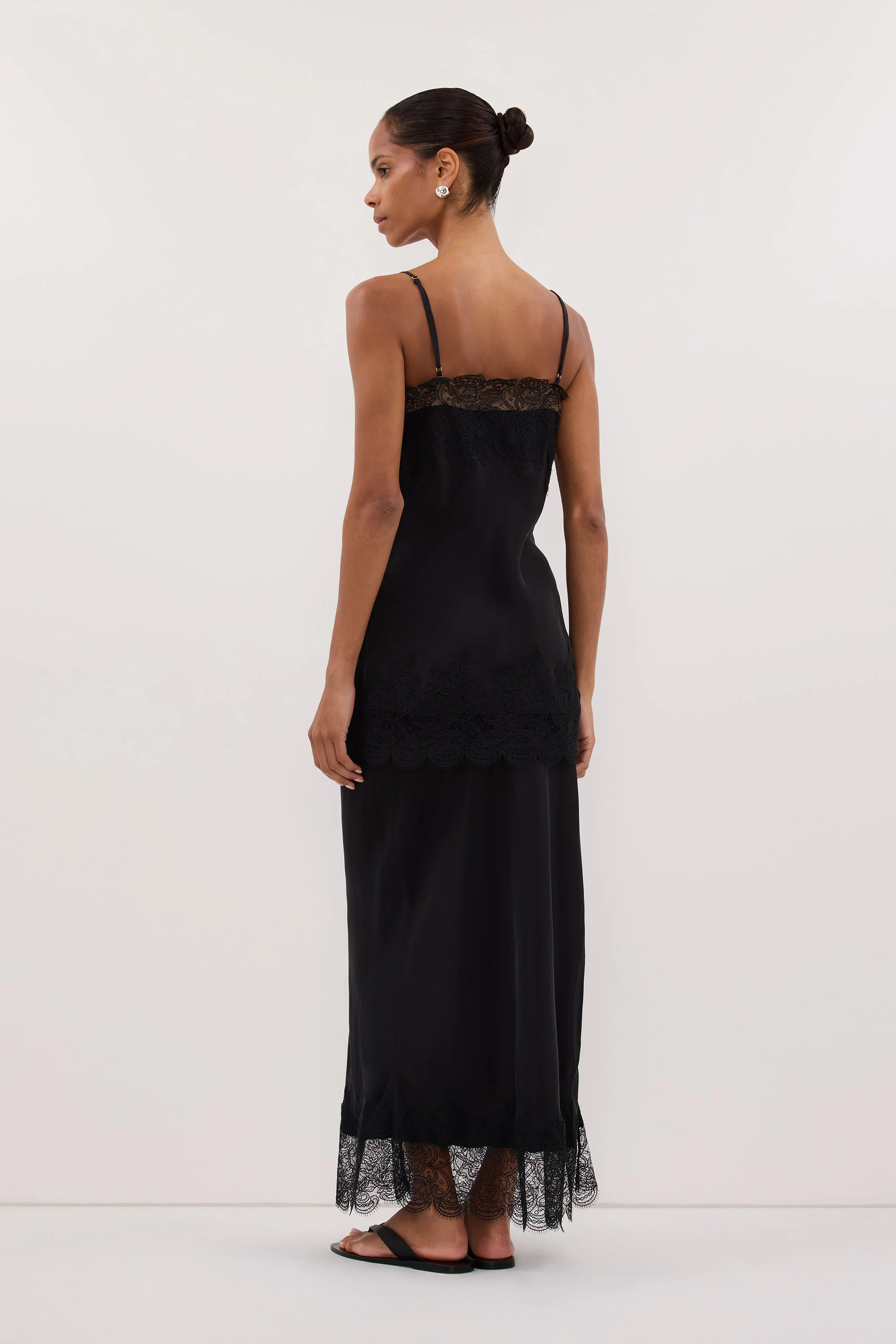 MINA BLACK CUPRO LACE MIDI SKIRT - Image 4