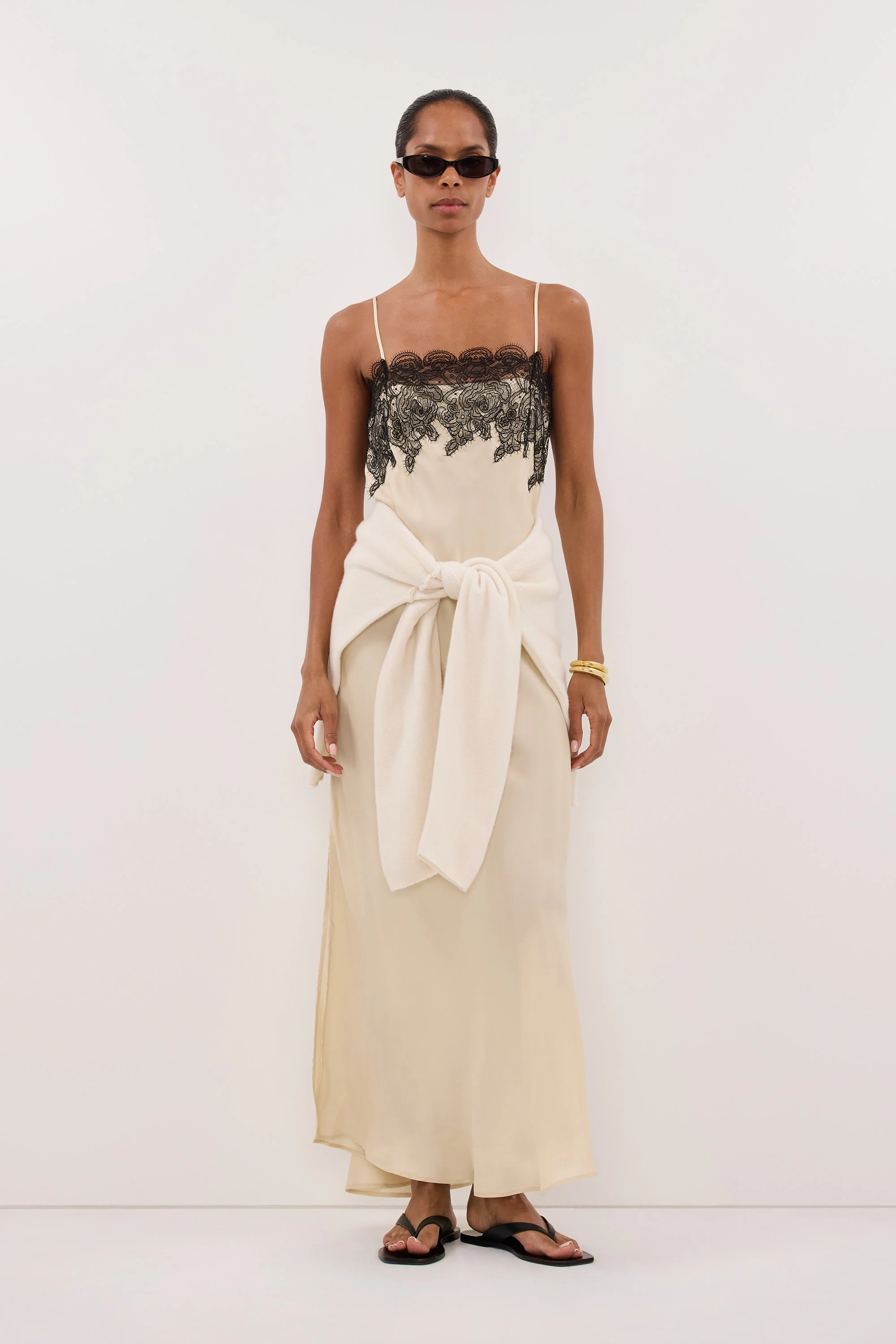 MINA STRAW CUPRO LACE MIDI DRESS - Image 3