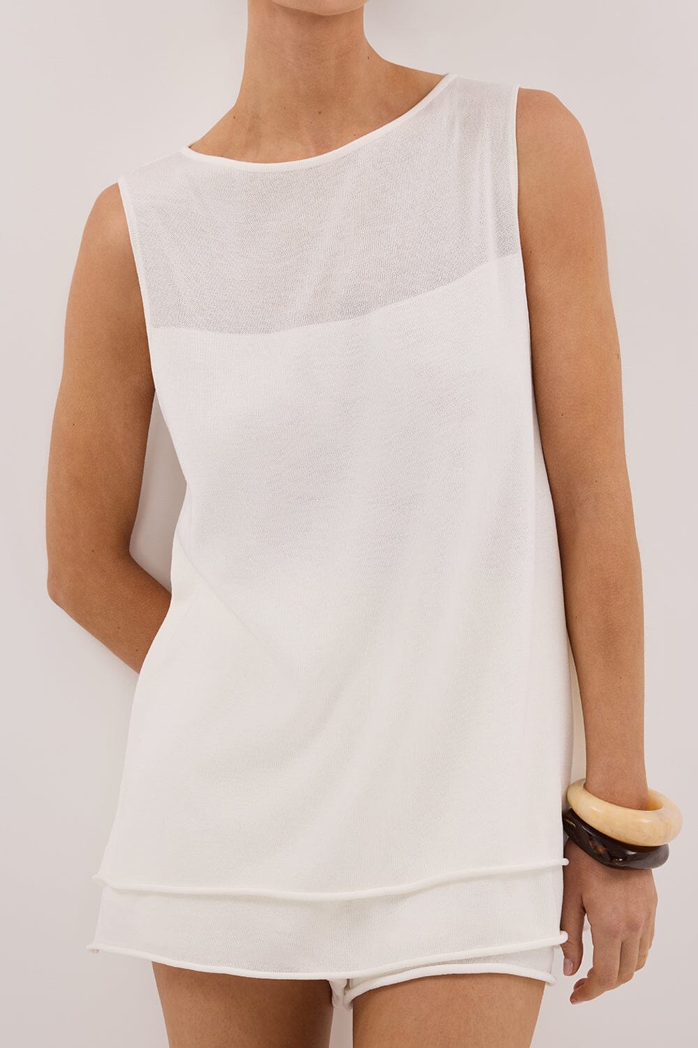 MIRA WHITE DOUBLE LAYER KNIT TOP - Image 6