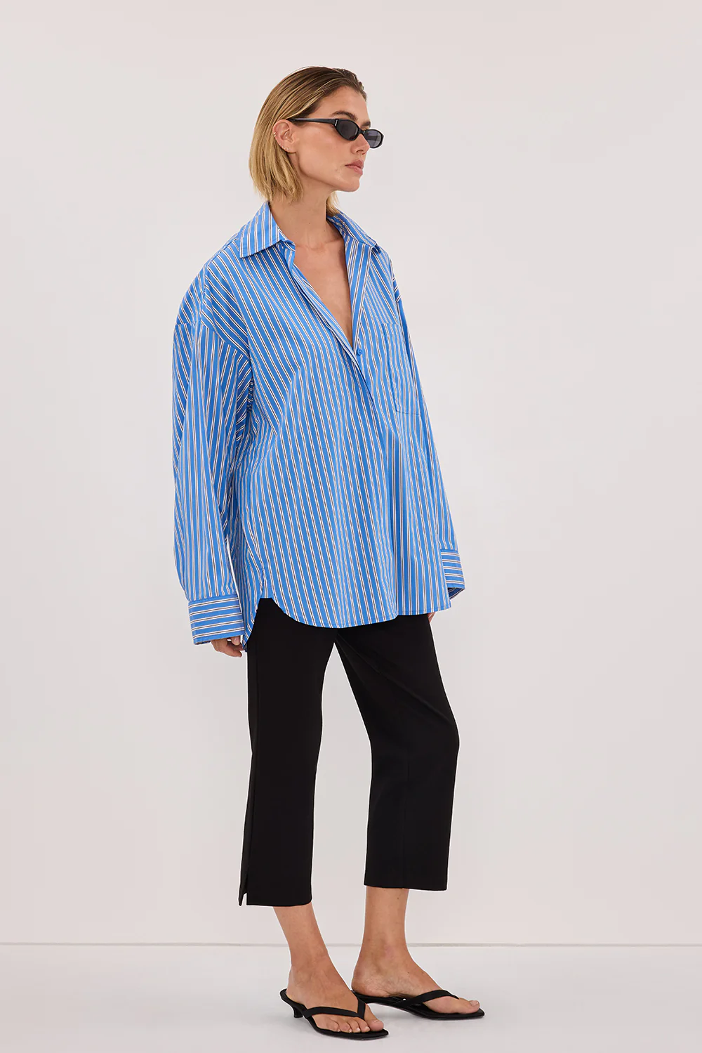 MISHA AZURE BLUE STRIPE SHIRT - Image 4