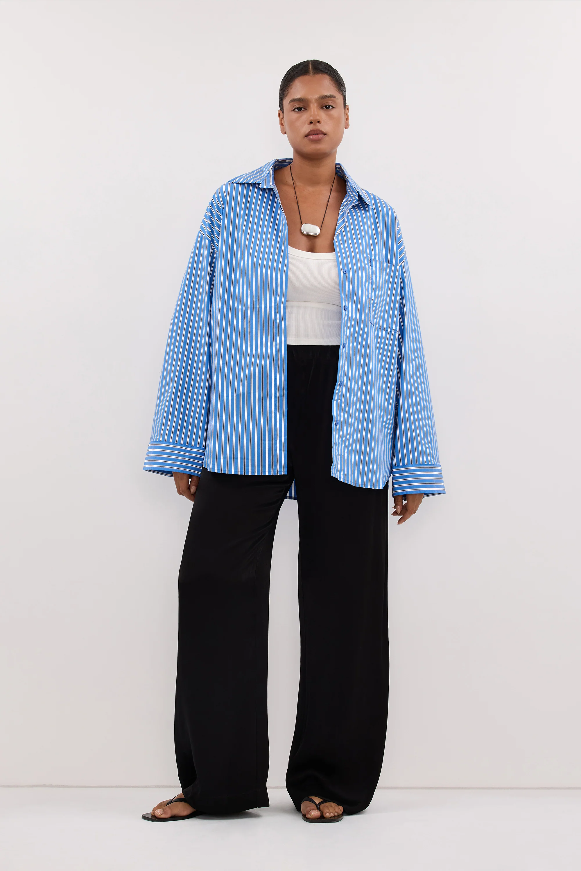 MISHA AZURE BLUE STRIPE SHIRT - Image 7