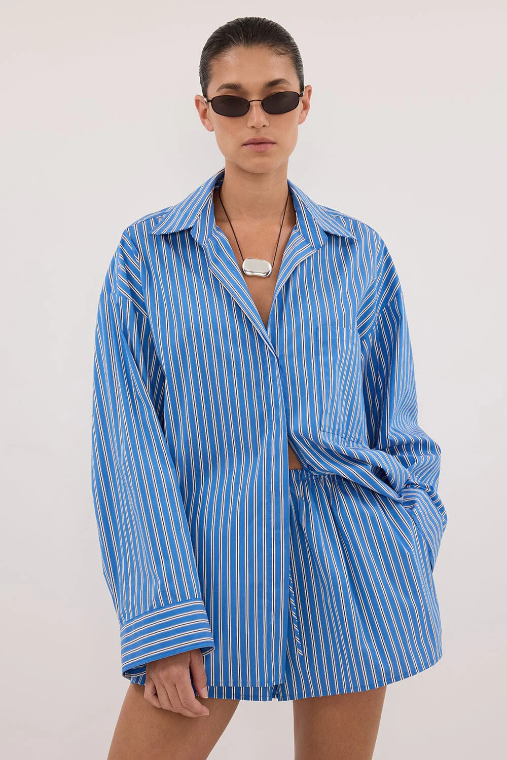 MISHA AZURE BLUE STRIPE SHORT - Image 3