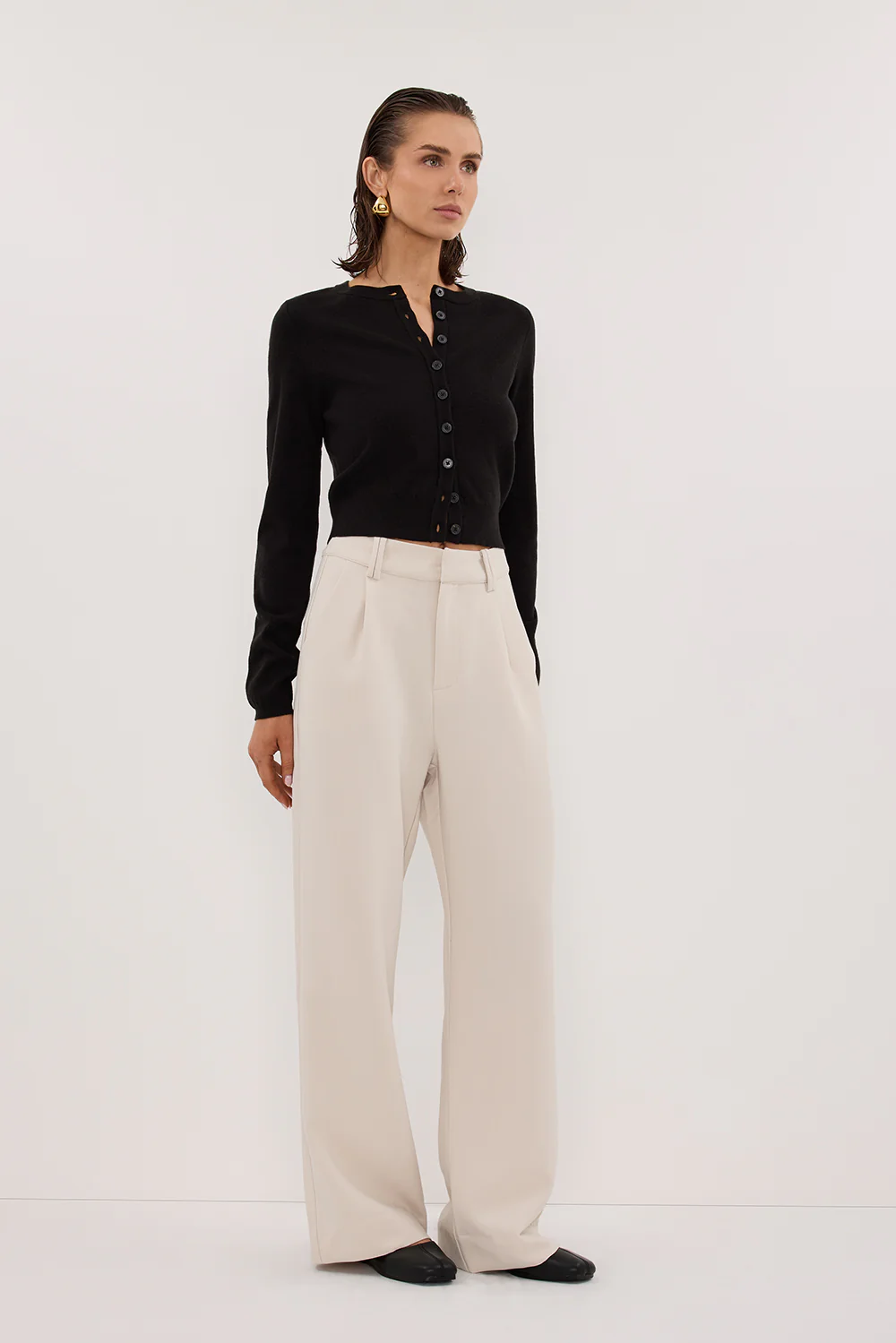 MONACO BLACK LONG SLEEVE CARDIGAN - Image 3