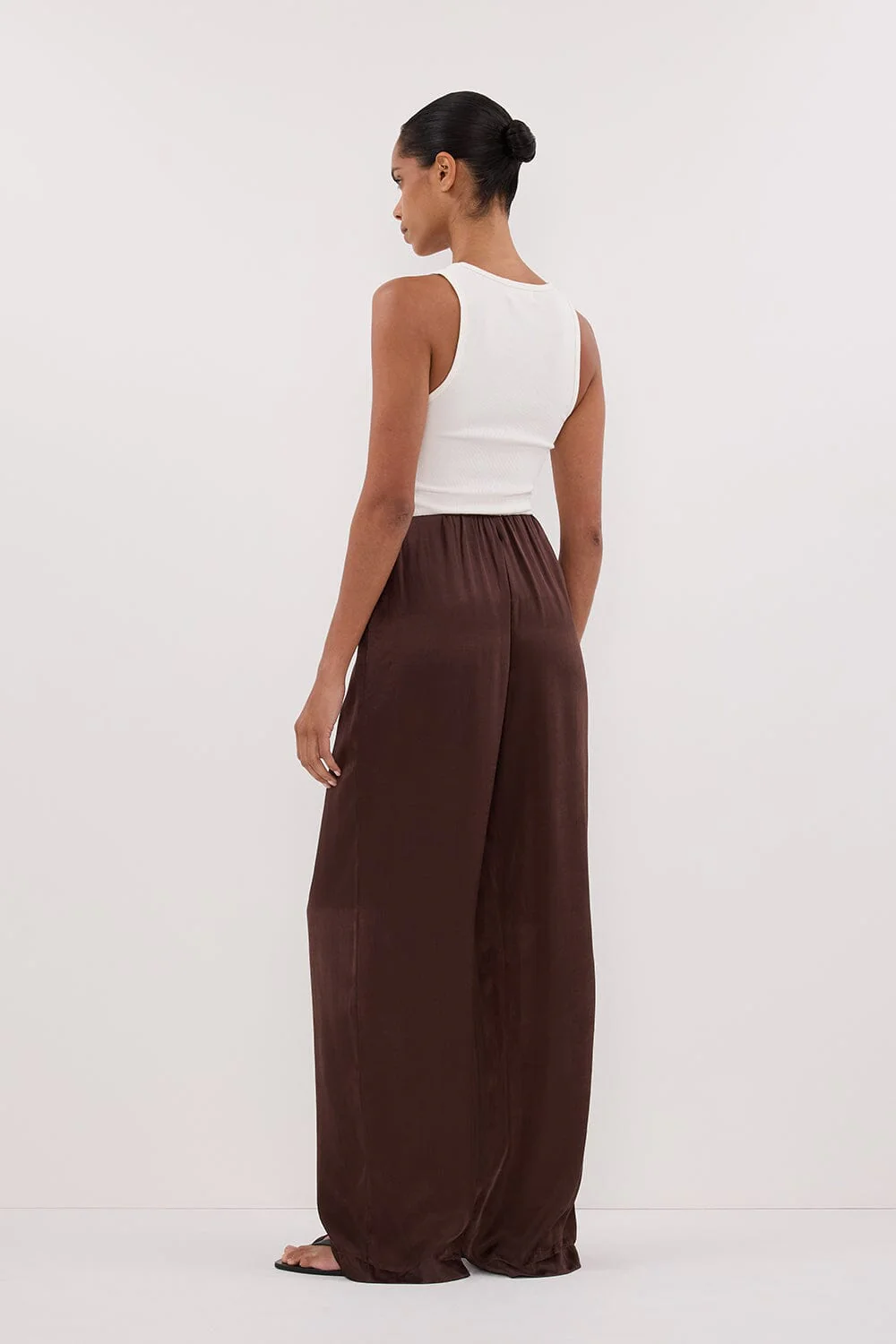 MONICA BITTER CHOC SATIN PANT - Image 4