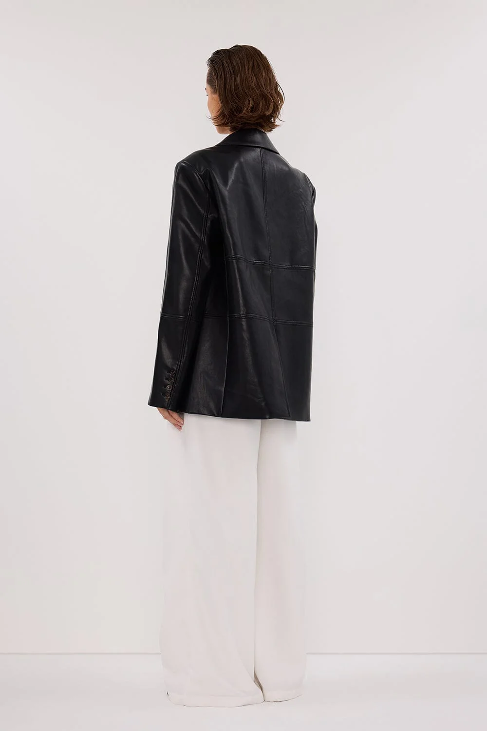MONTY BLACK FAUX LEATHER BLAZER - Image 4