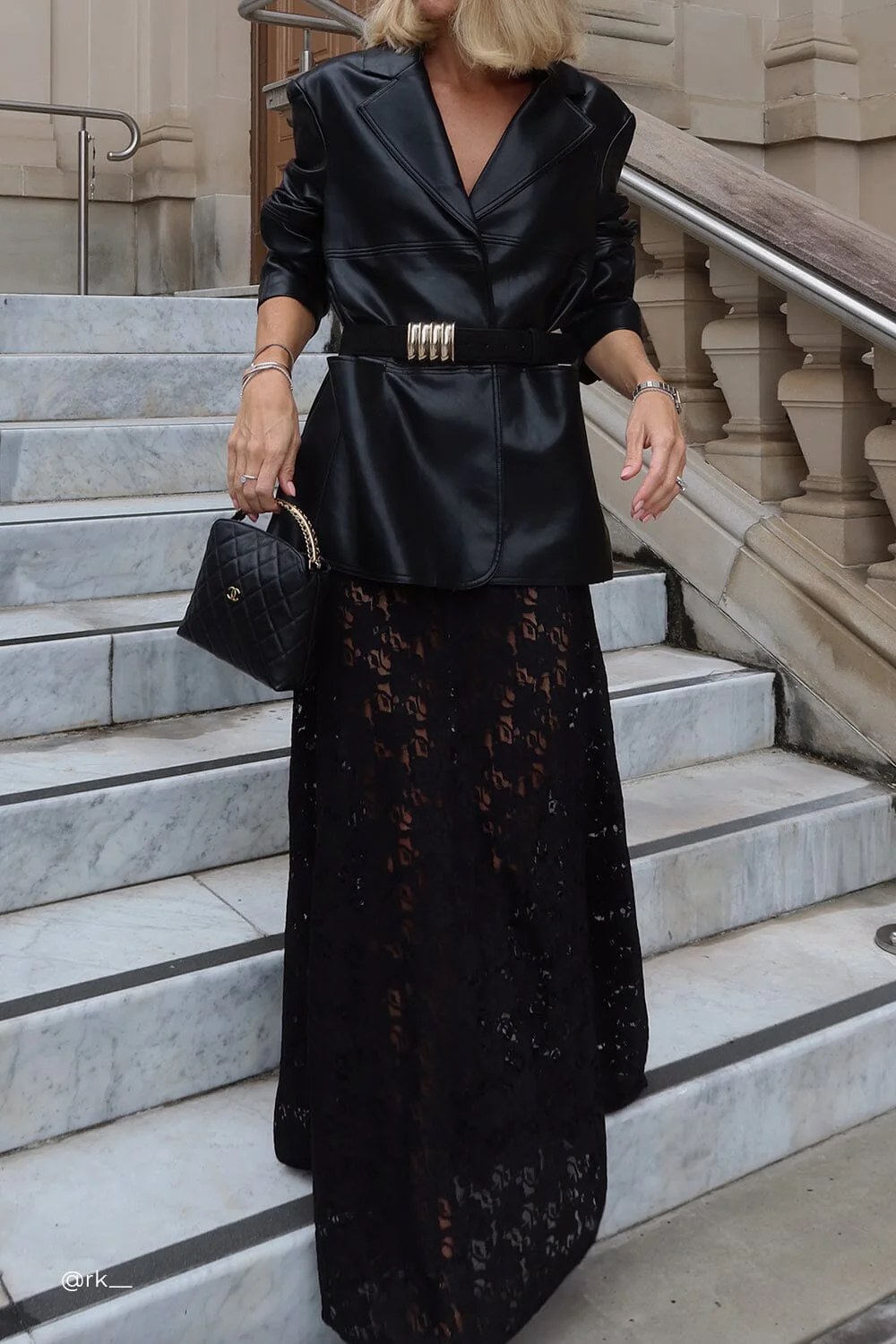 MONTY BLACK FAUX LEATHER BLAZER - Image 7