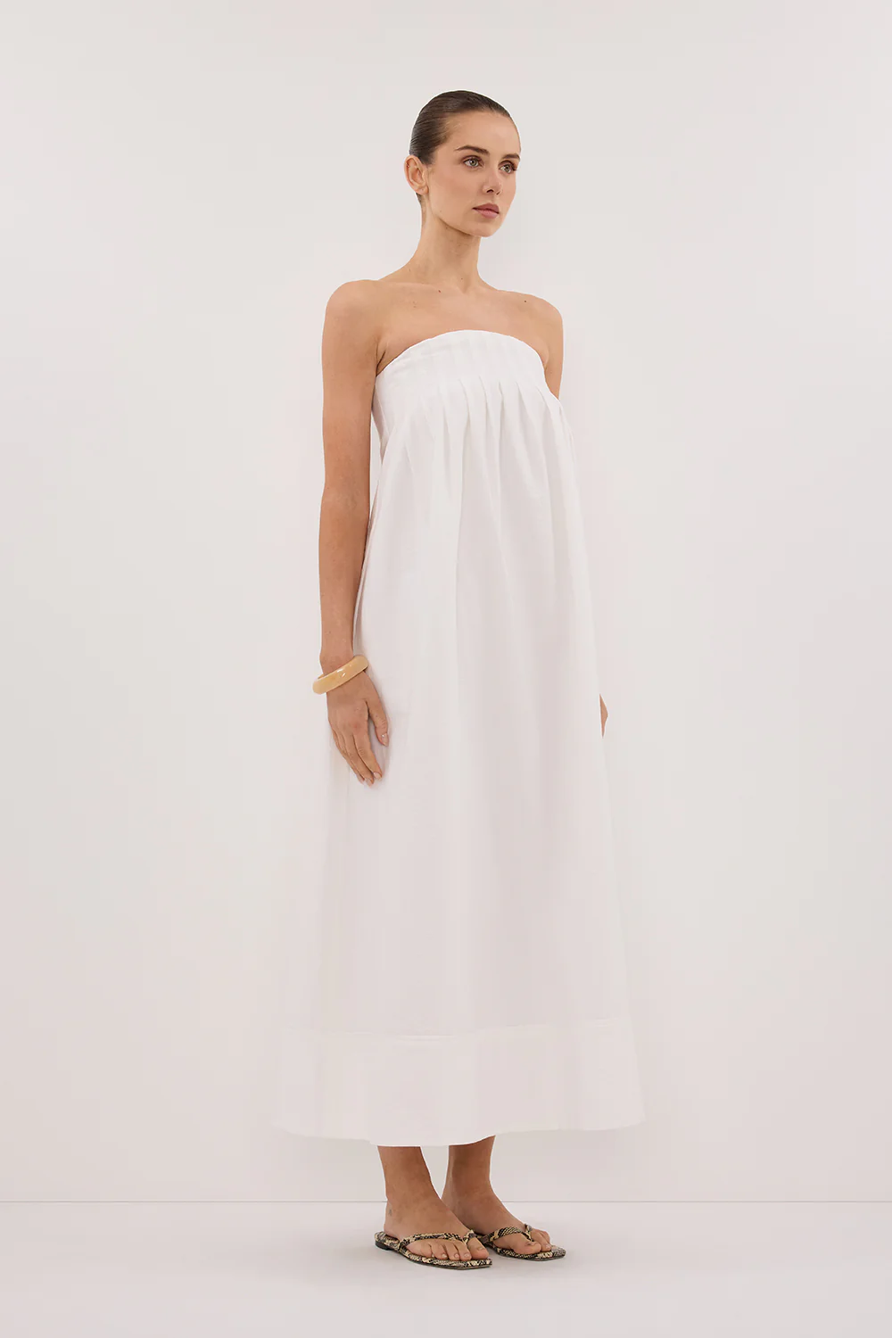 MORGAN WHITE STRAPLESS MIDI DRESS - Image 3