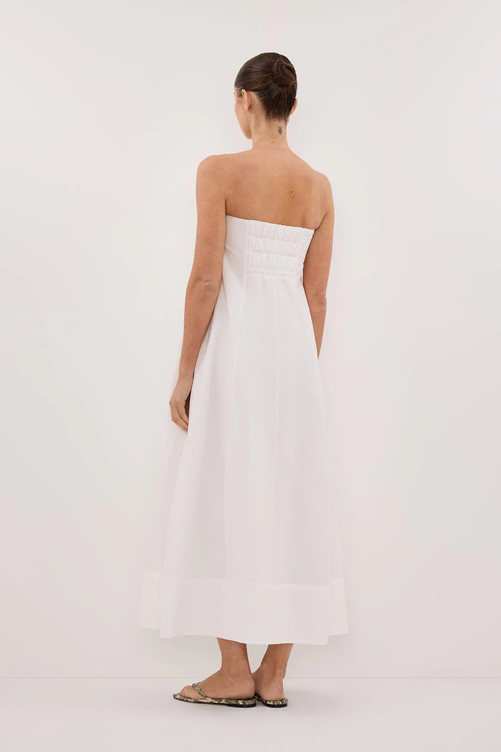 MORGAN WHITE STRAPLESS MIDI DRESS - Image 4