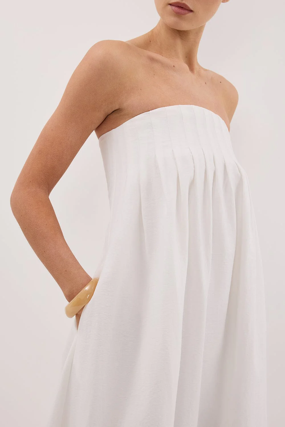 MORGAN WHITE STRAPLESS MIDI DRESS - Image 5