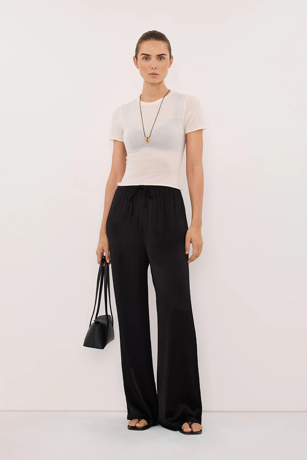MYA BLACK SATIN PANT - Image 2