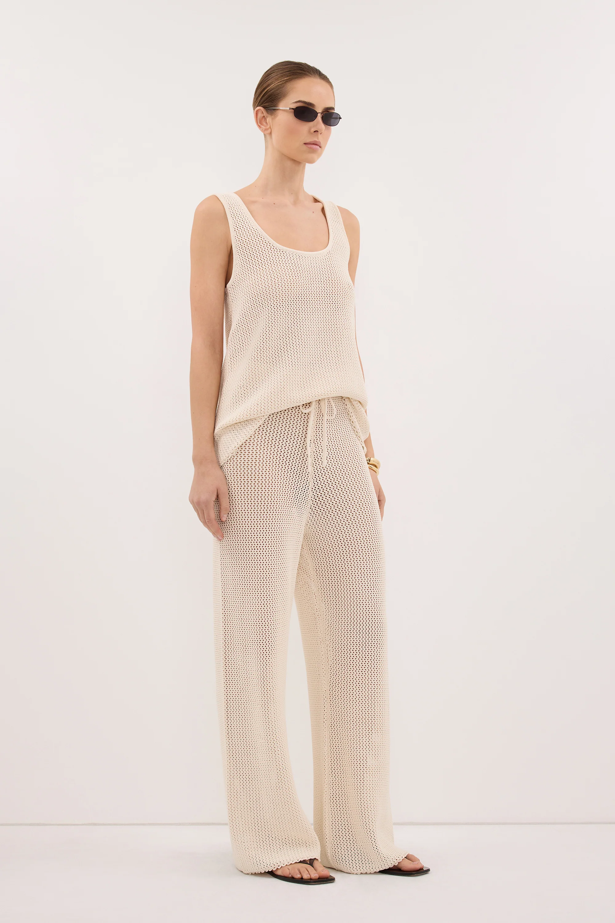 NALIA NATURAL OPEN KNIT WIDE PANT - Image 3