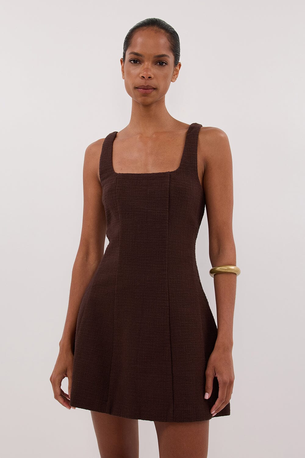 NIEVE CHOCOLATE SLEEVELESS MINI DRESS - Image 2