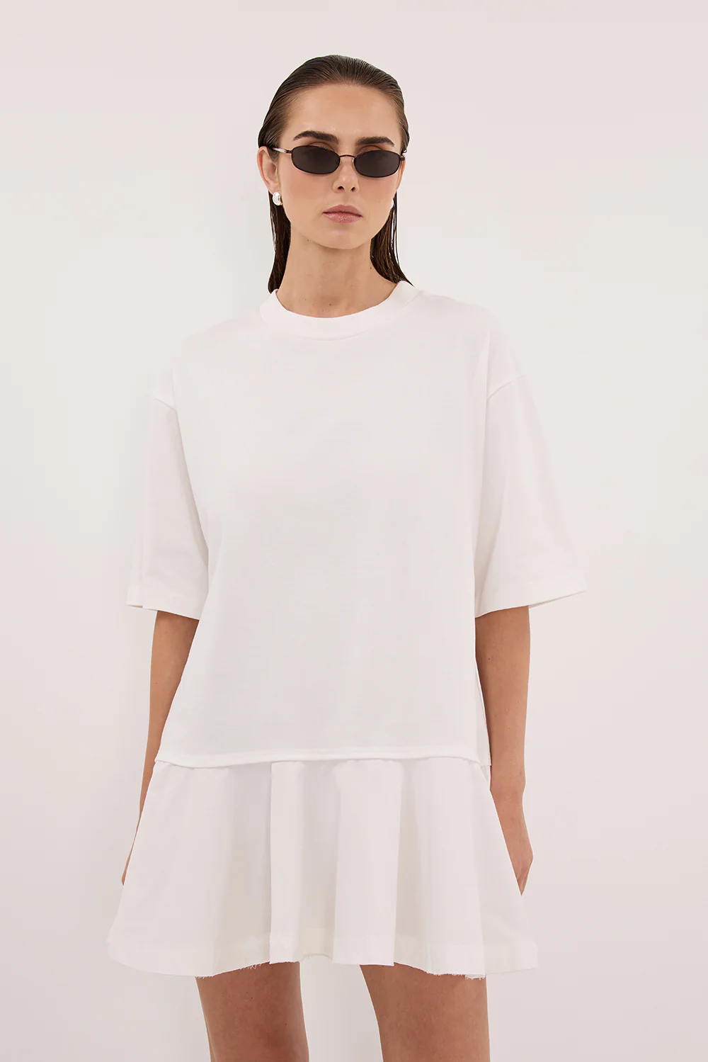 NOAH WHITE SHORT SLEEVE RUFFLE MINI DRESS - Image 2