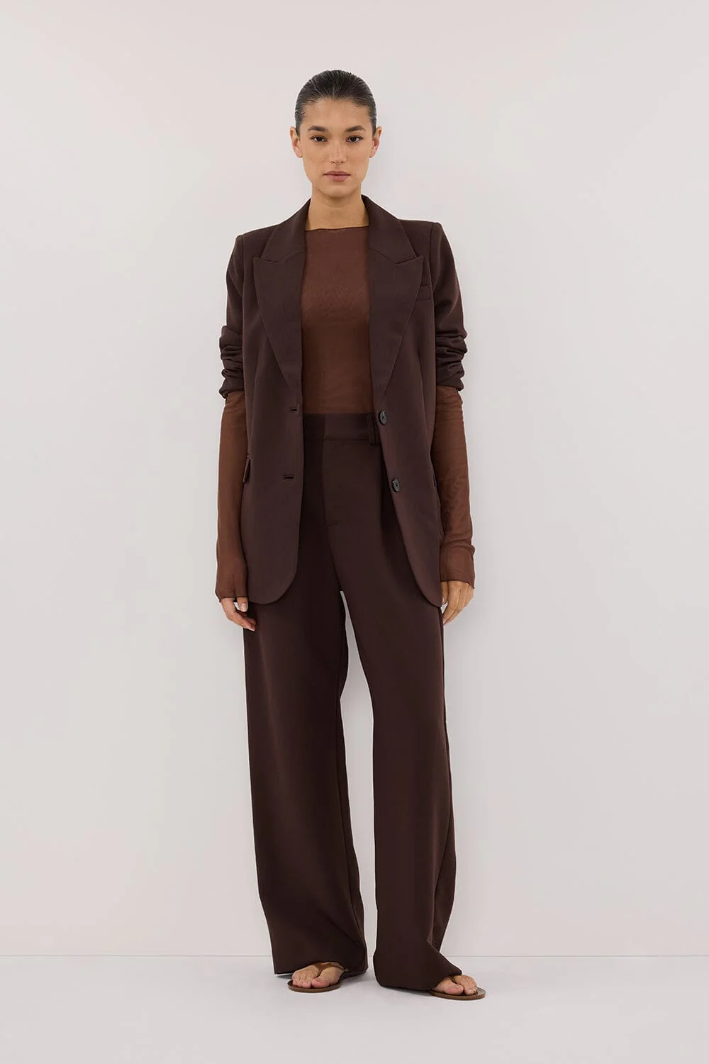 NYRA CHOC LONG SLEEVE MESH TOP - Image 4