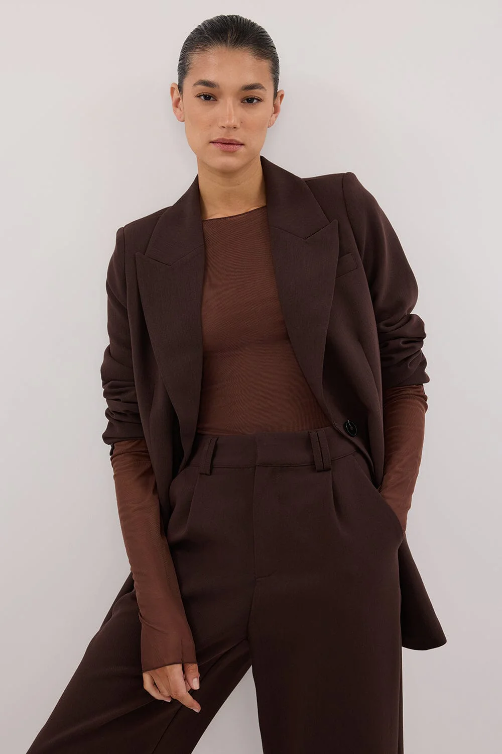 NYRA CHOC LONG SLEEVE MESH TOP - Image 6