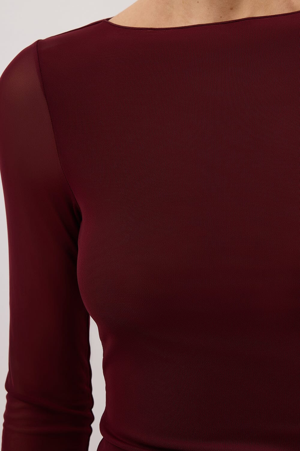 NYRA WINE LONG SLEEVE MESH TOP - Image 4