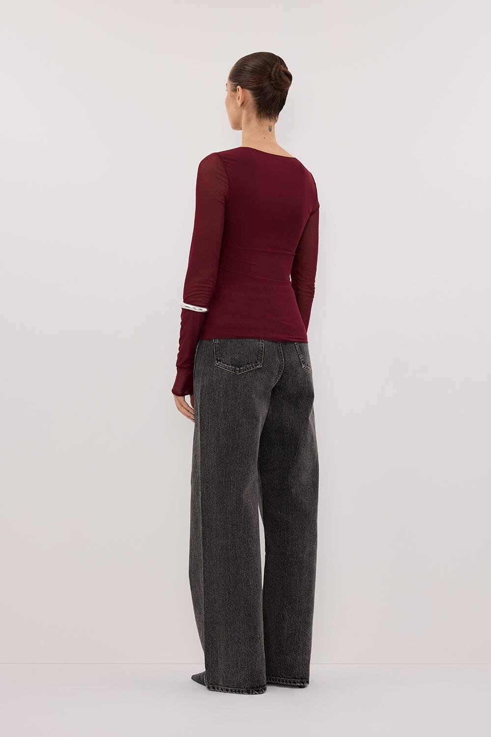 NYRA WINE LONG SLEEVE MESH TOP - Image 6
