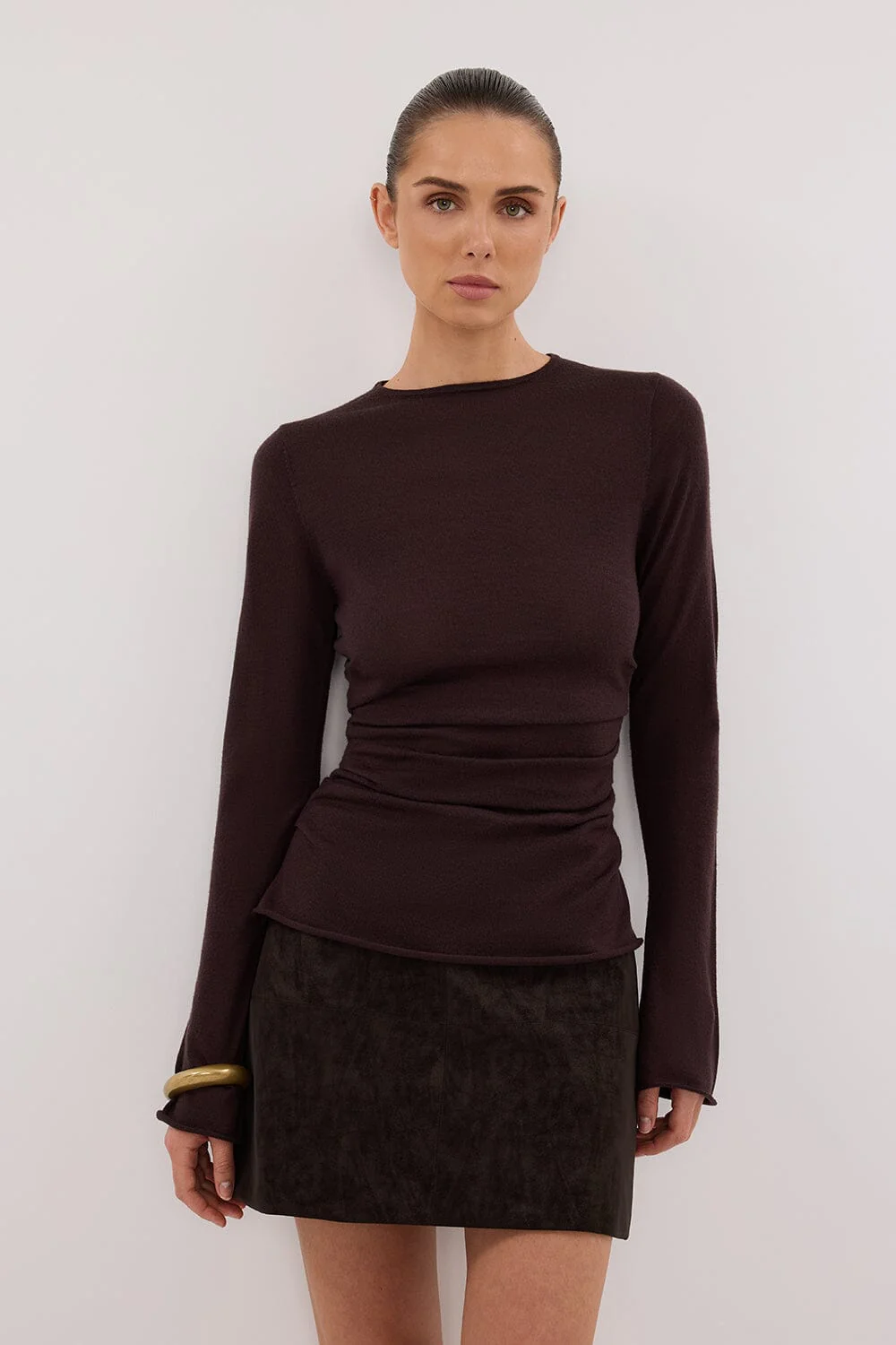 OAKLAND CHOC FAUX SUEDE MINI SKIRT - Image 2