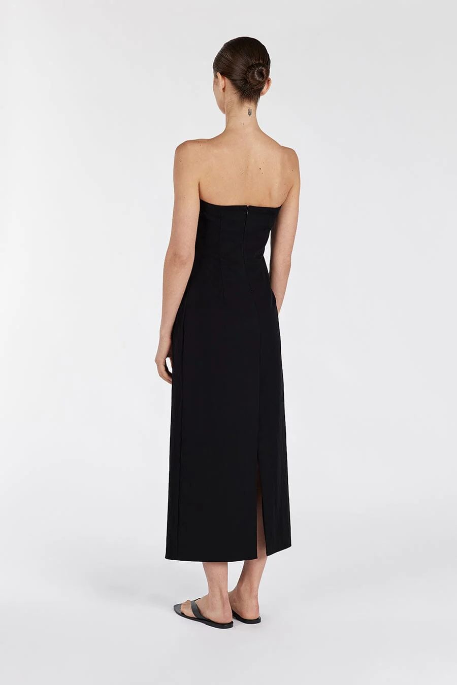 OPAL BLACK STRAPLESS MIDI DRESS - Image 4