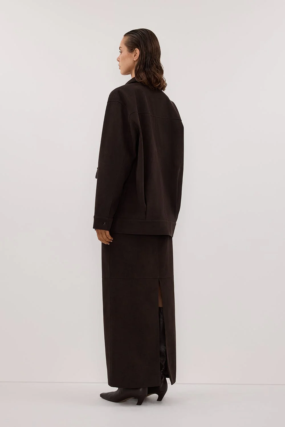 OTIS BITTER CHOC FAUX LEATHER MIDI SKIRT - Image 7