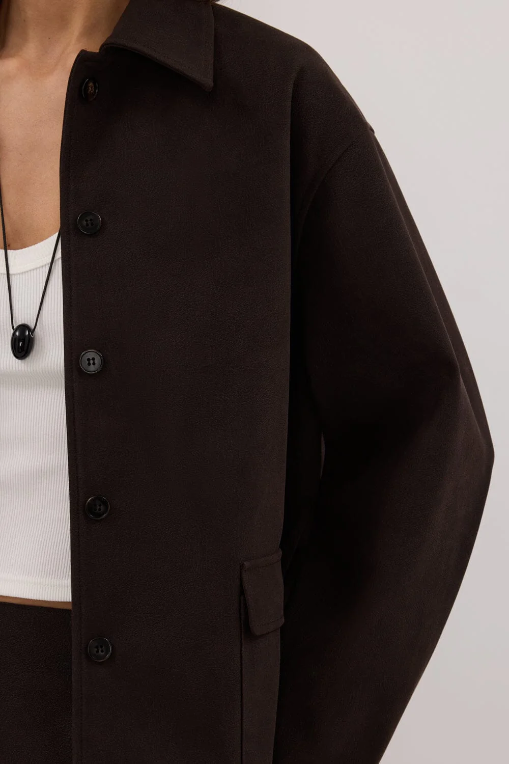 OTIS BITTER CHOC FAUX SUEDE JACKET - Image 5