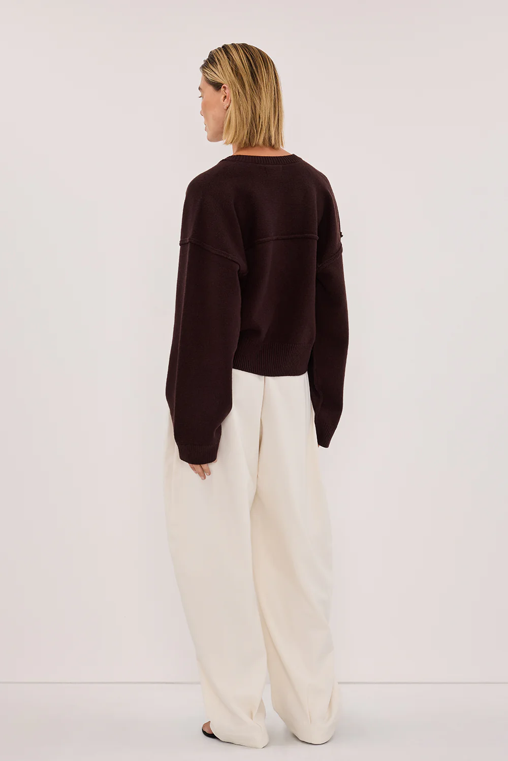 PAIGE CHOC WOOL KNIT CARDIGAN - Image 4