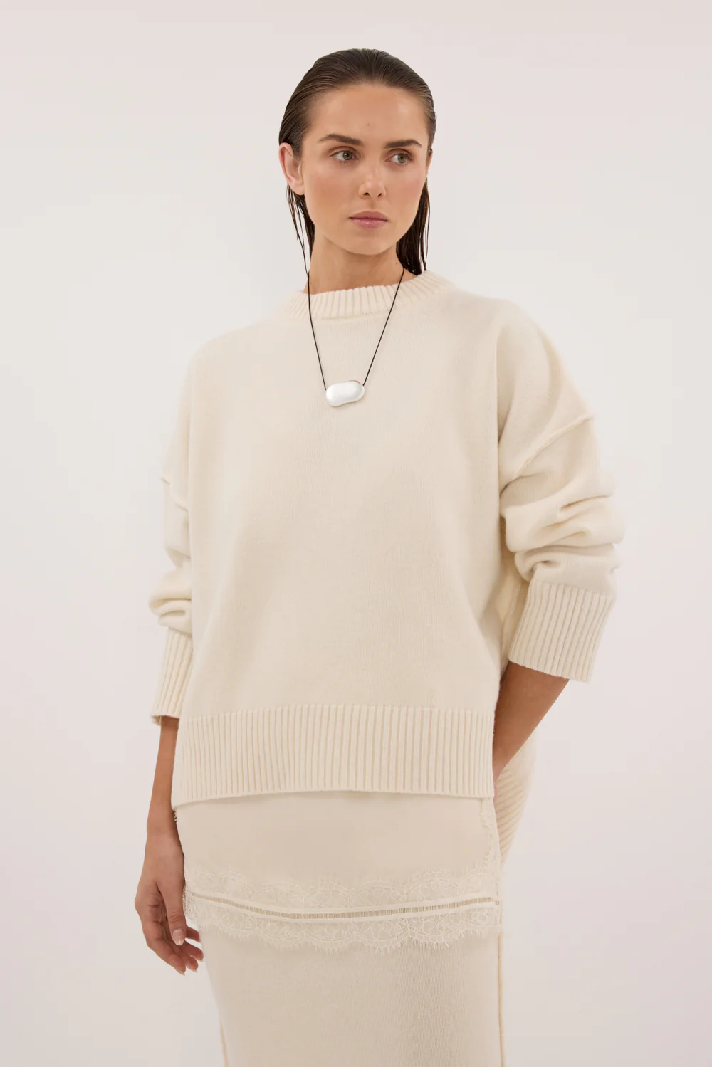 PAIGE CREAM WOOL KNIT JUMPER - Image 2