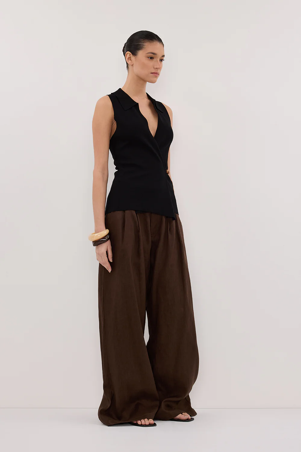 PAULA BLACK WRAP KNIT TOP - Image 3