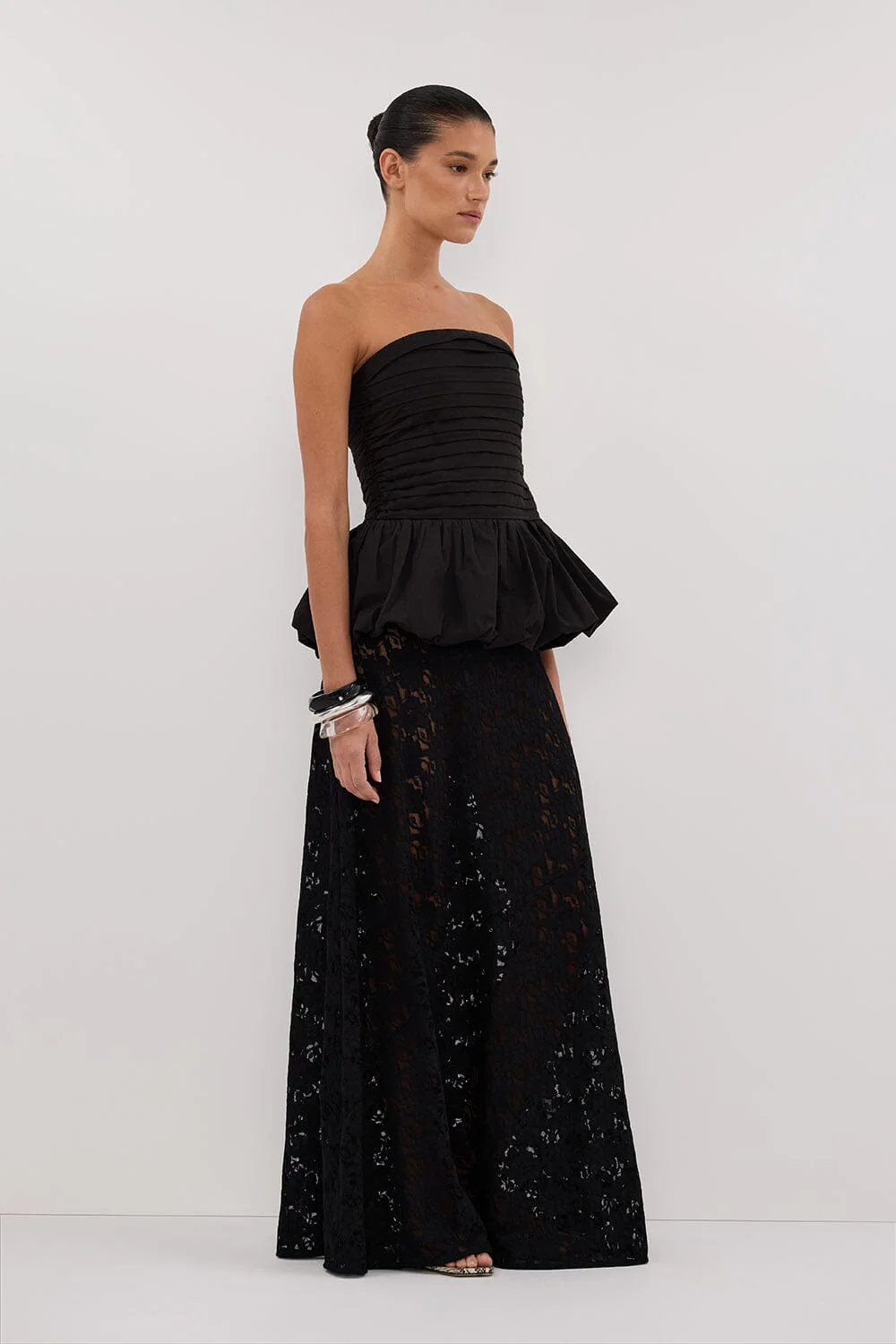 PEGGY BLACK COTTON STRAPLESS TOP - Image 3