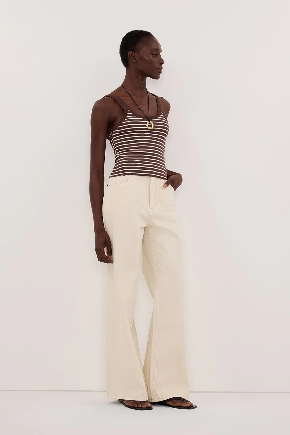 PENNY CHOC SLEEVELESS STRIPE KNIT TANK TOP - Image 3