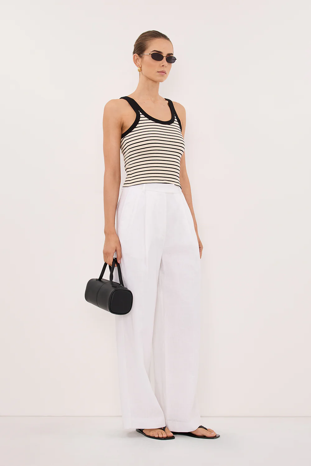 PENNY CREAM SLEEVELESS STRIPE KNIT TANK TOP - Image 3