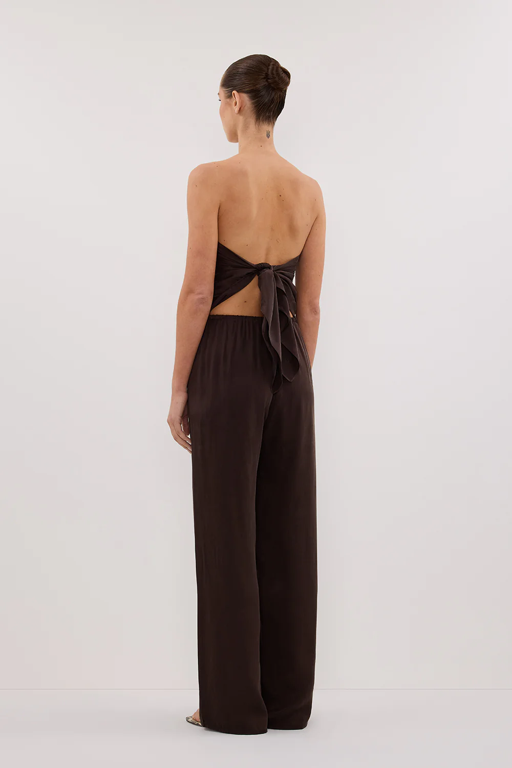 PERCY BITTER CHOC SILK SCARF TOP - Image 4