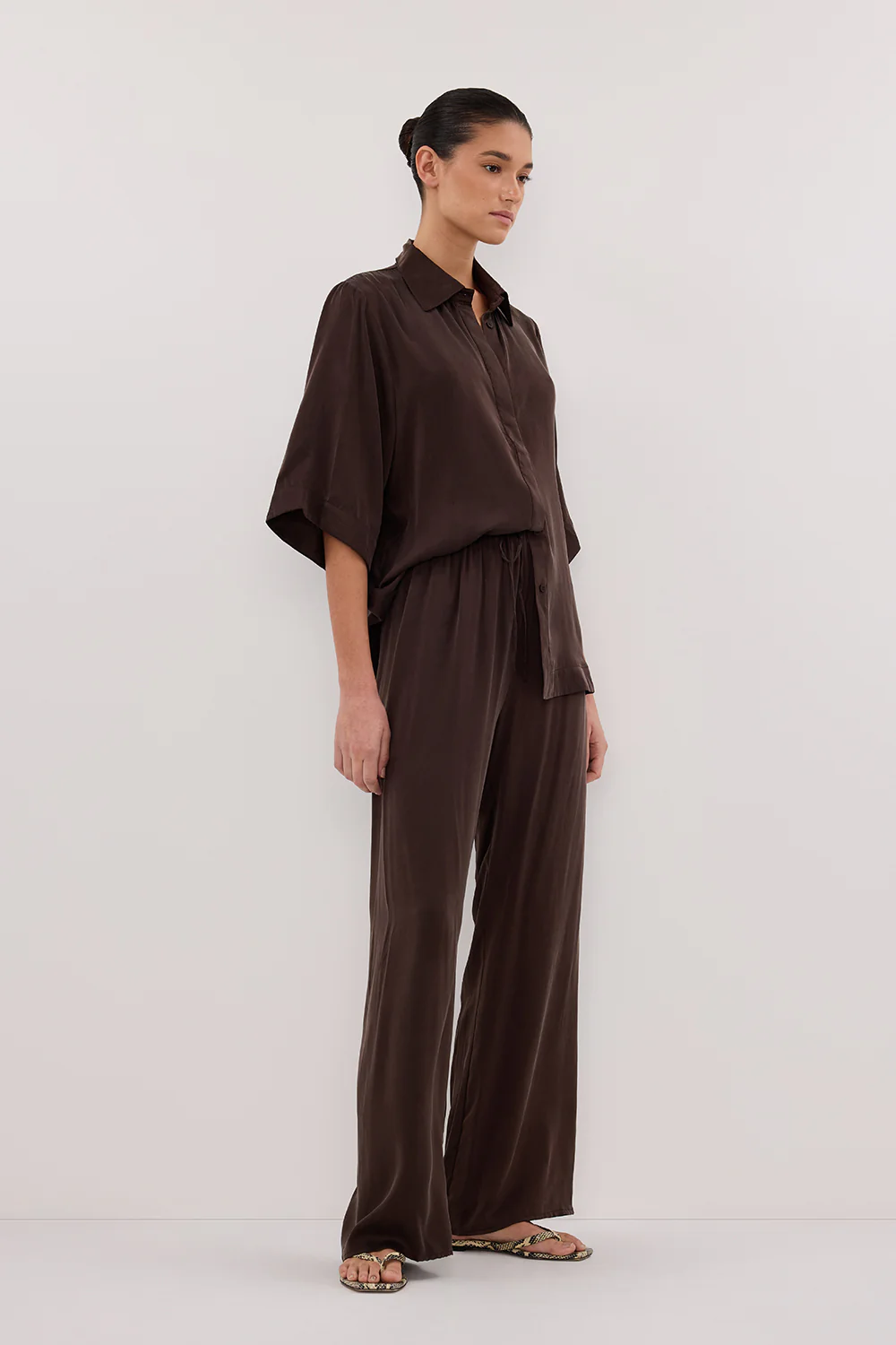 PERCY BITTER CHOC SILK SHIRT - Image 4