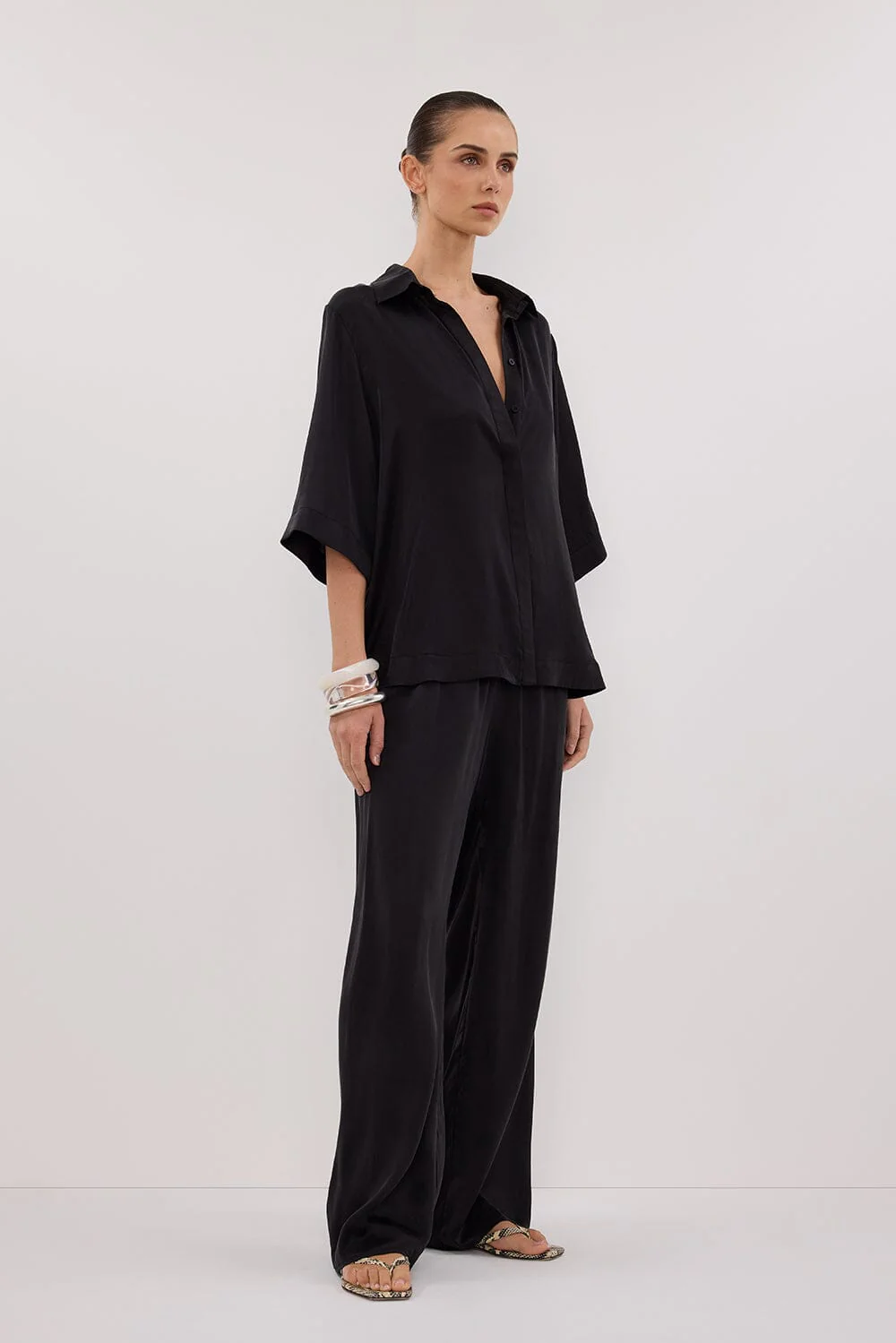 PERCY BLACK SILK SHIRT - Image 3