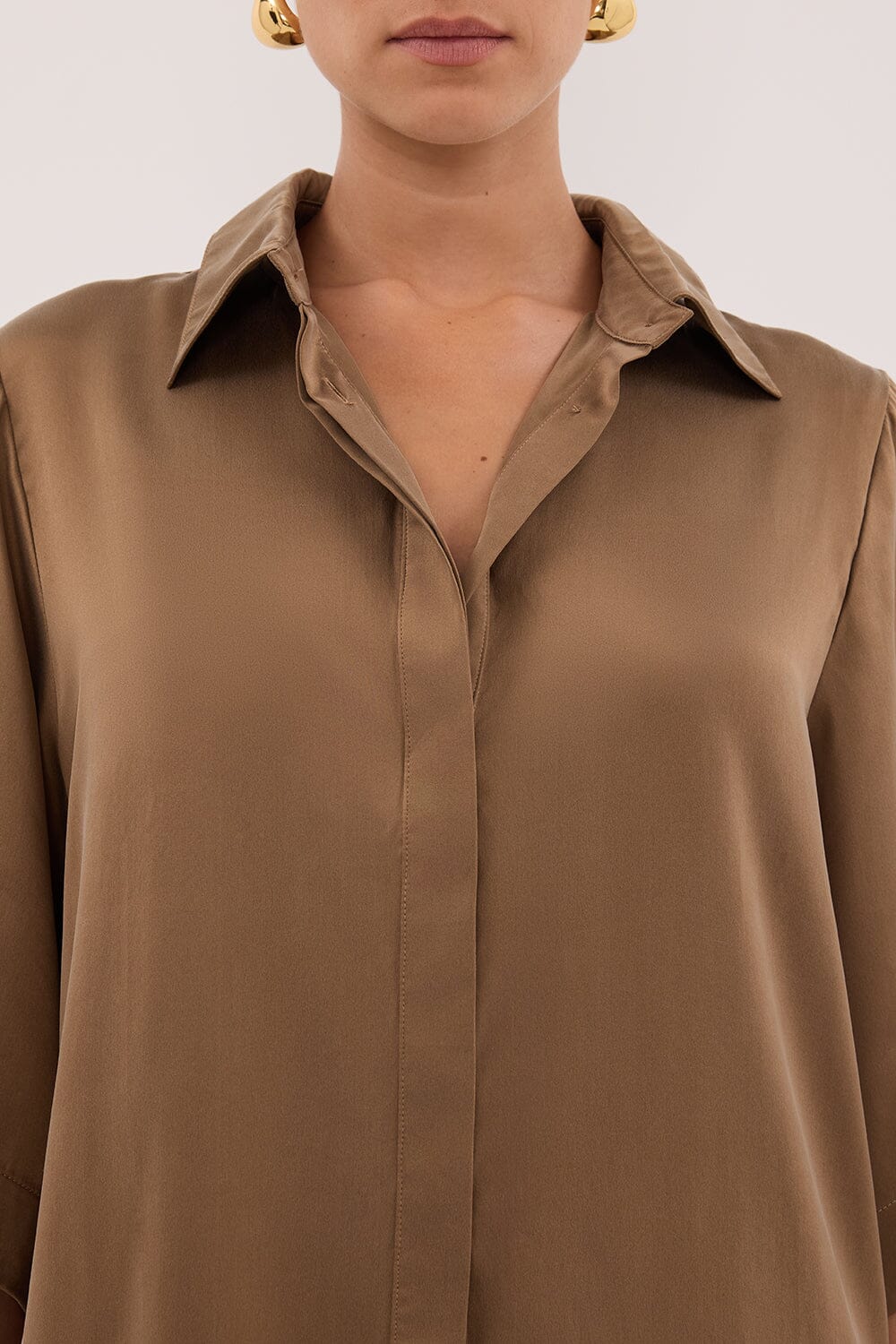 PERCY CHESTNUT SILK SHIRT - Image 5