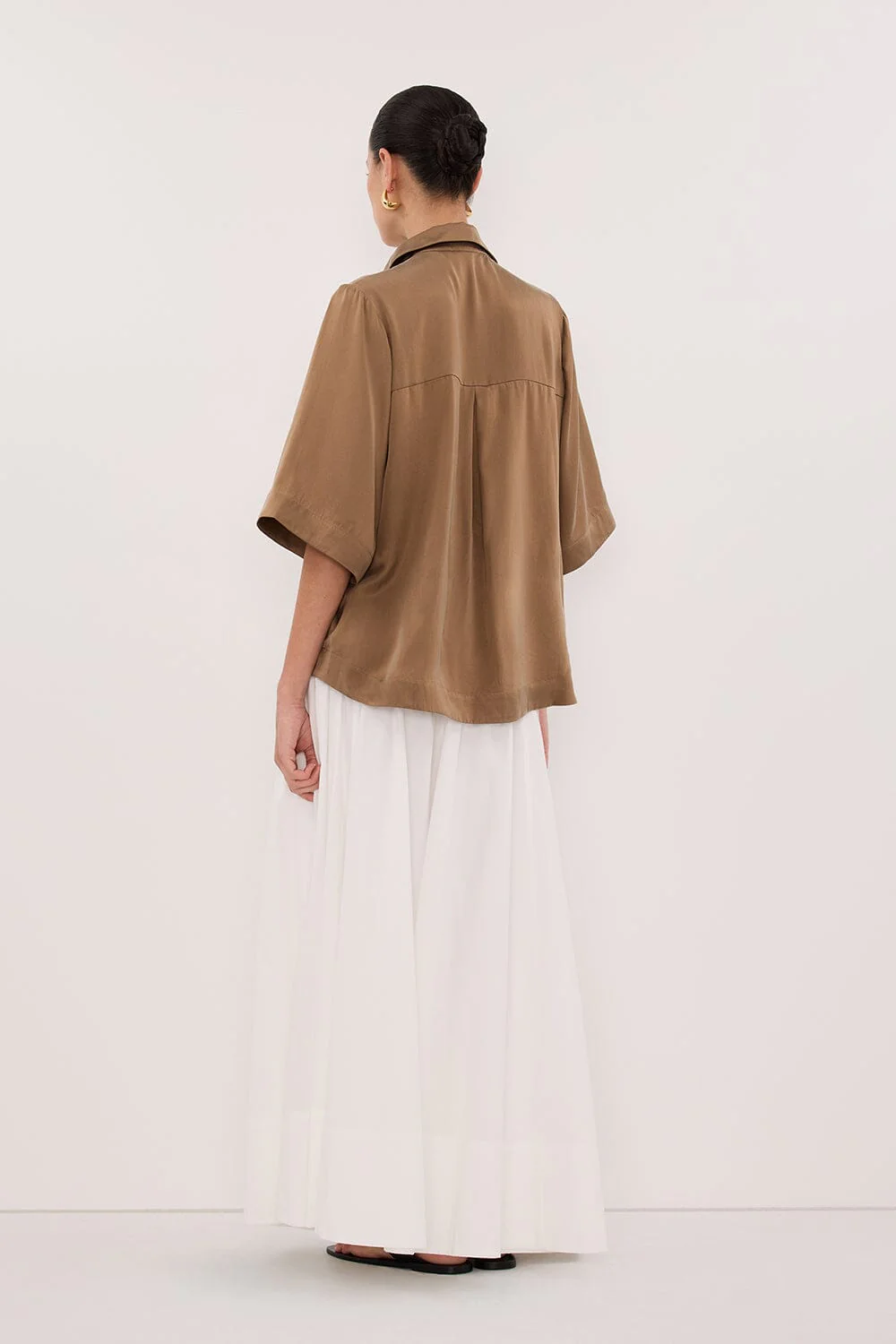 PERCY CHESTNUT SILK SHIRT - Image 7