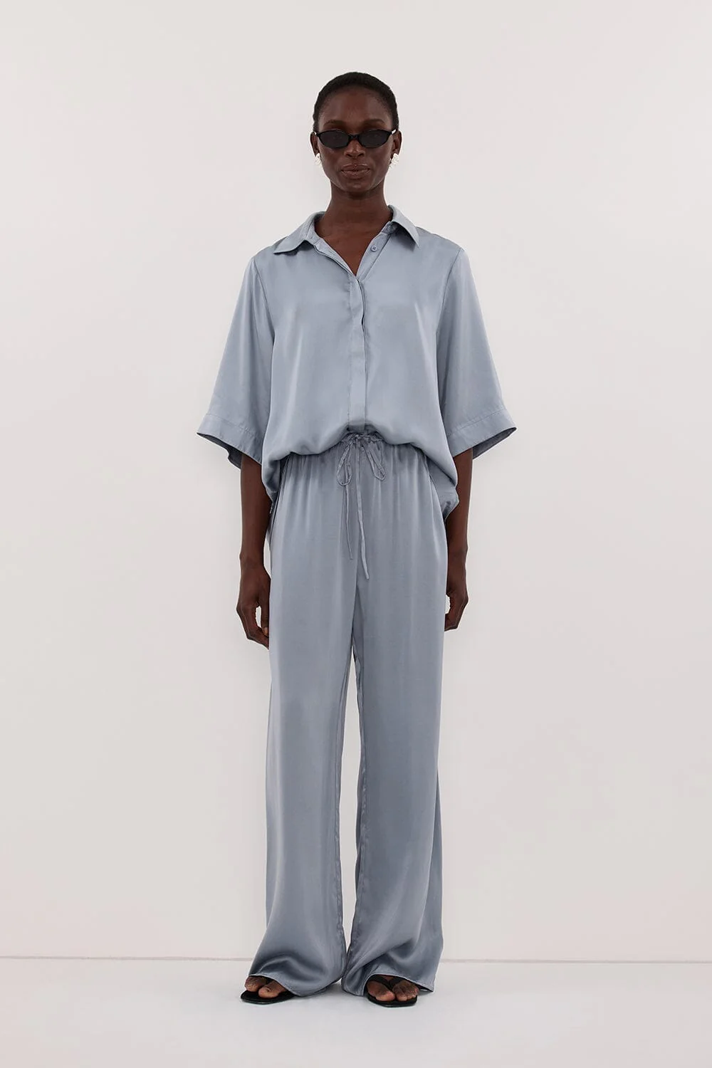 PERCY DUSTY BLUE SILK PANT - Image 2