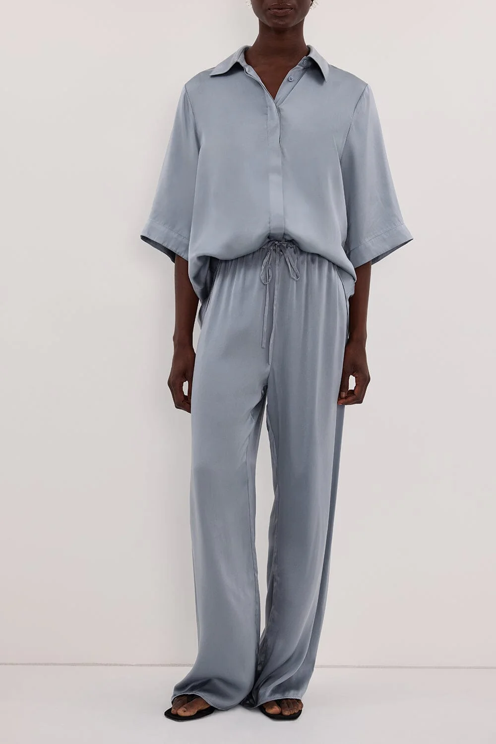 PERCY DUSTY BLUE SILK PANT - Image 3