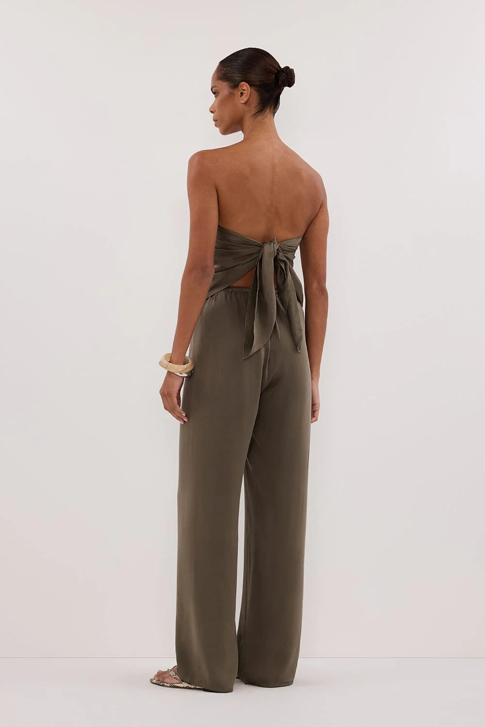 PERCY OLIVE SILK SCARF TOP - Image 4
