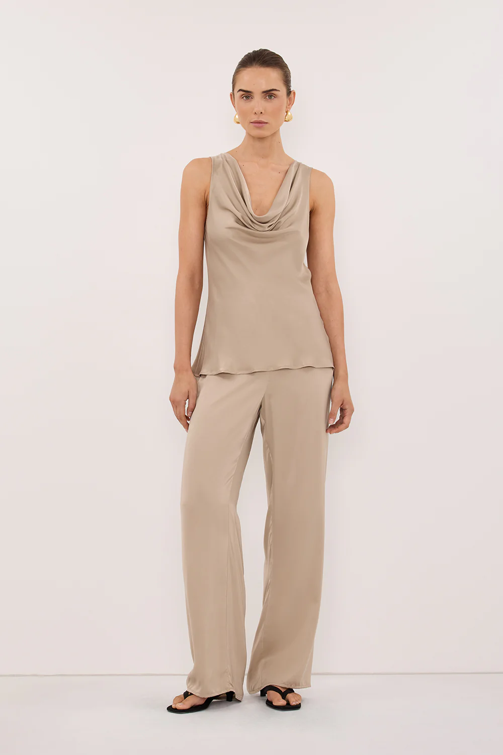 PEYTON GOLD SILK COWL TOP - Image 5